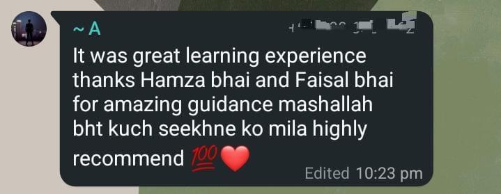 WhatsApp message from an SSR student