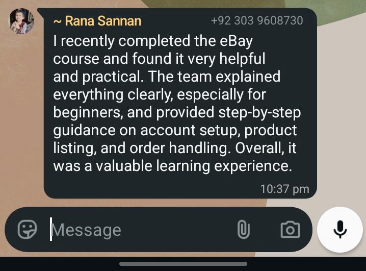 WhatsApp message from an SSR student
